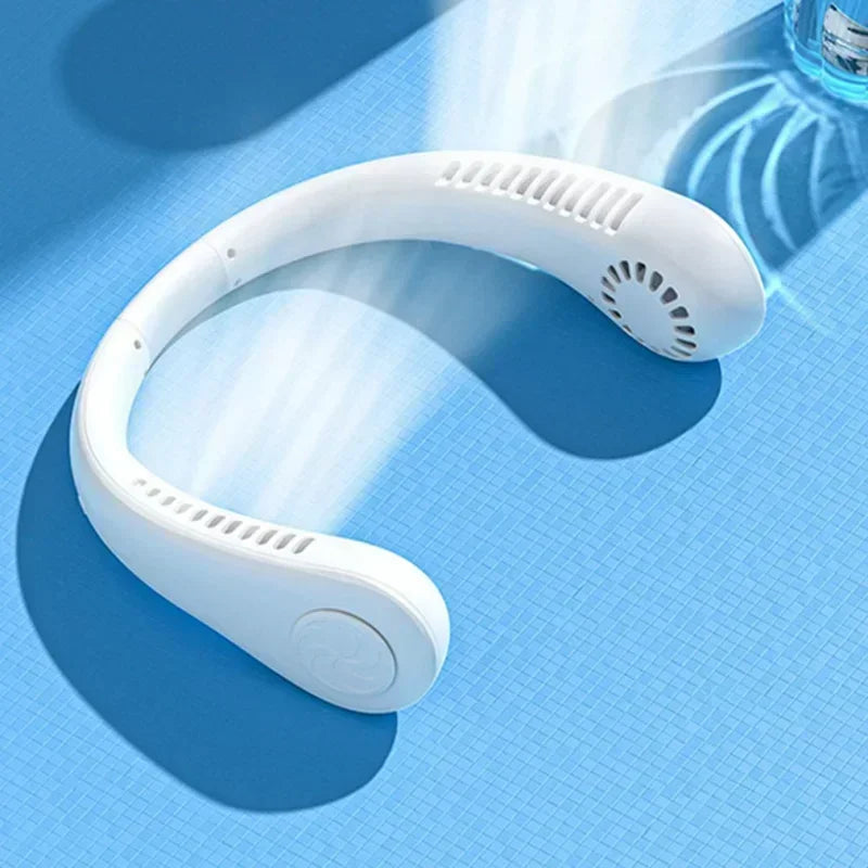 Summer Portable Mini Home Air-Cooled Neck Hanging Fan Outdoor Sports, Running, Travel Bladeless, Wearable USB Neck Stra
