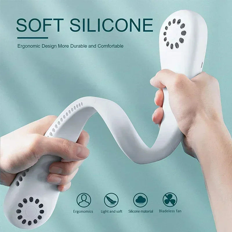 Summer Portable Mini Home Air-Cooled Neck Hanging Fan Outdoor Sports, Running, Travel Bladeless, Wearable USB Neck Stra
