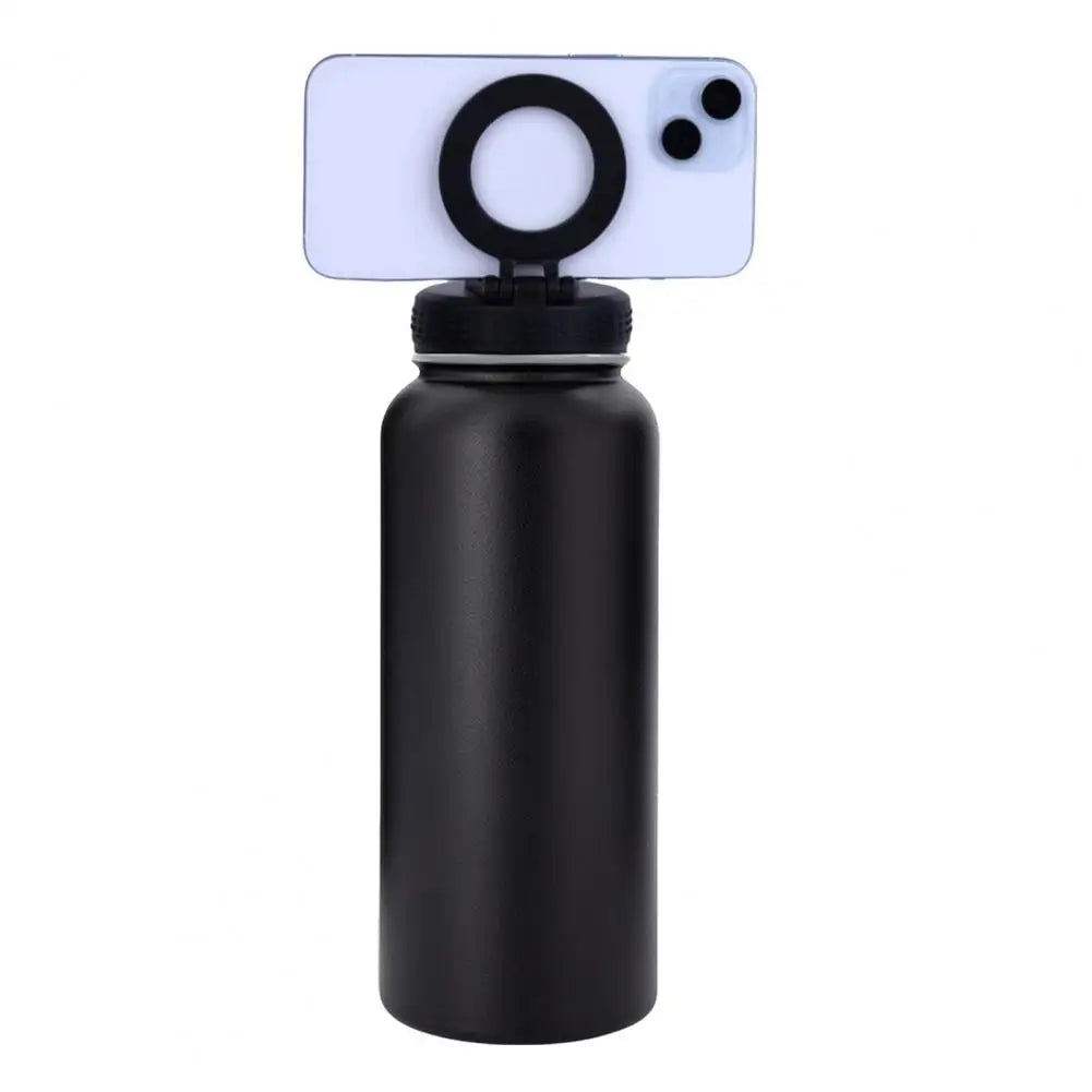 Magnetic Phone Holder Water Bottle Insulated Water Bottle with Phone Holder 1000Ml Insulated Stainless Steel Bottle for 12/24