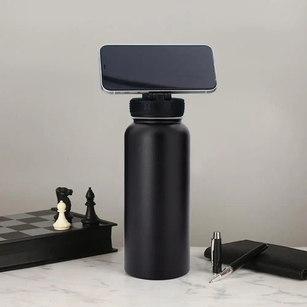 Magnetic Phone Holder Water Bottle Insulated Water Bottle with Phone Holder 1000Ml Insulated Stainless Steel Bottle for 12/24